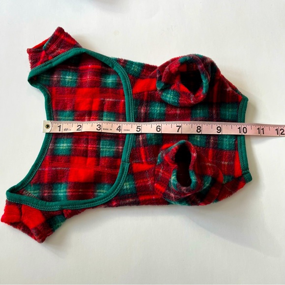 Pup Crew - Fleece Red/Green Plaid Christmas Pajamas sz XS - Picture 5 of 8